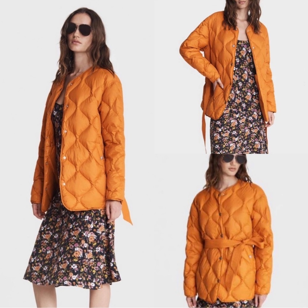 Rag &‎ Bone Ruby Liner Down Puffer Jacket Burnt Orange Women Large NWT